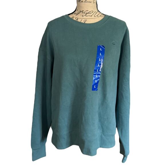 Champion Fleece Aqua Tonic Green Sweatshirt Large - Picture 1 of 4